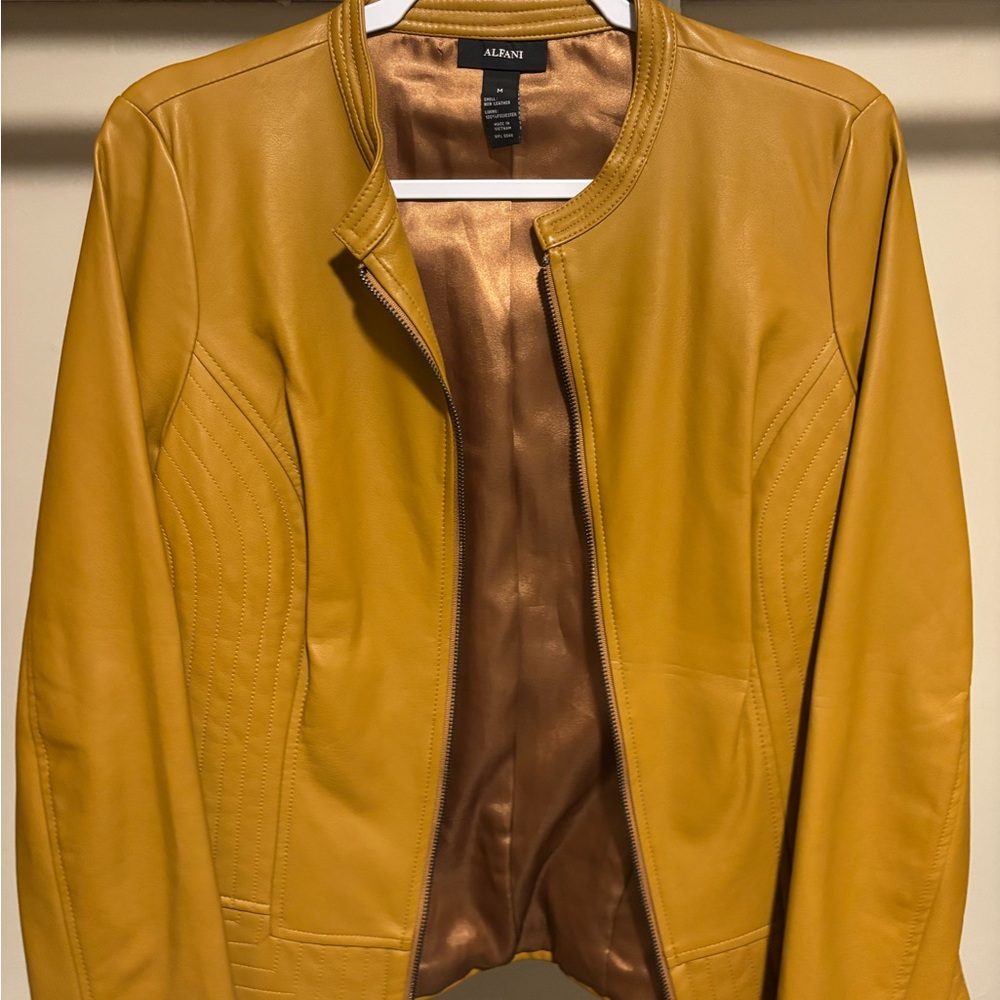 Alfani Women's Yellow Leather Jacket